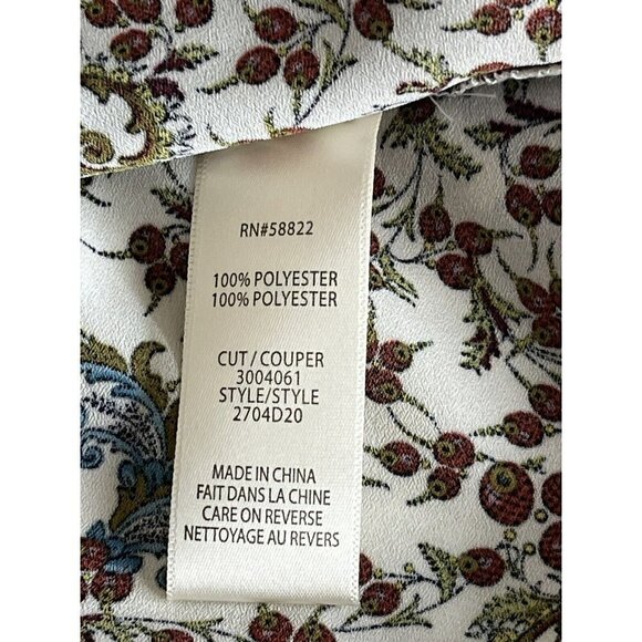 MAX STUDIO Women's Sz XS Cream & Burgundy Spring Floral Kimono NWT - Picture 6 of 10